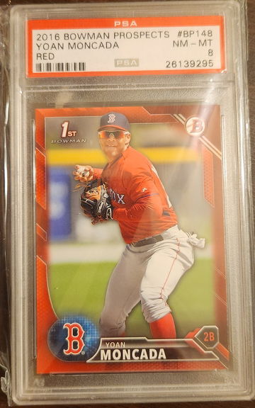 Yoan Moncada 2016 Bowman Draft Red Paper Parallel #/5 PSA 8