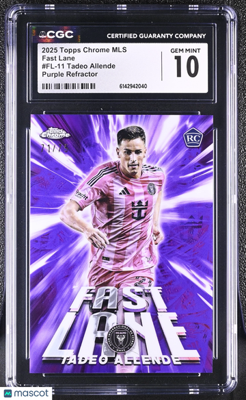 2025 Topps Chrome MLS Tadeo Allende #FL-11 Purple Refractor 71/75 Fast Lane CGC 10