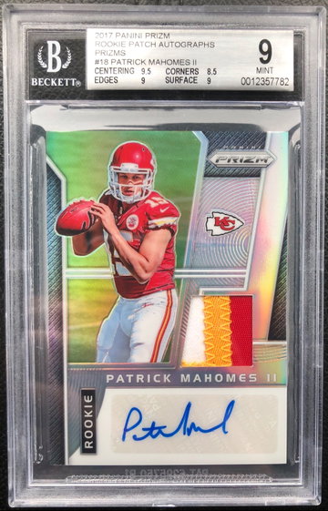 2017 Panini Prizm Patrick Mahomes II RC RPA Rookie Patch Autographs #18 24/99 BGS 9.0/10