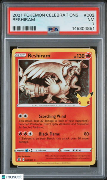 2021 Pokemon Celebrations Reshiram PSA 7 #002