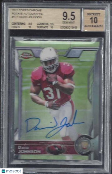 2015 Topps Chrome Rookie Autographs David Johnson #177 BGS 9.5 Auto 10