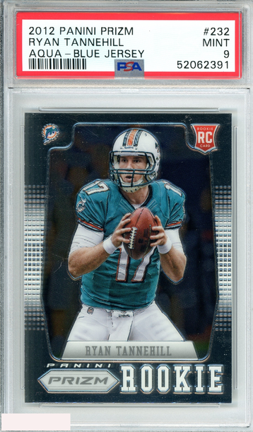 2012 PANINI PRIZM RYAN TANNEHILL #232 AQUA-BLUE JERSEY DOLPHINS ROOKIE RC PSA 9