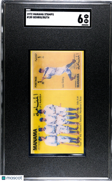 1972 Manama Stamps Ruth Gehrig #1RI SGC 6