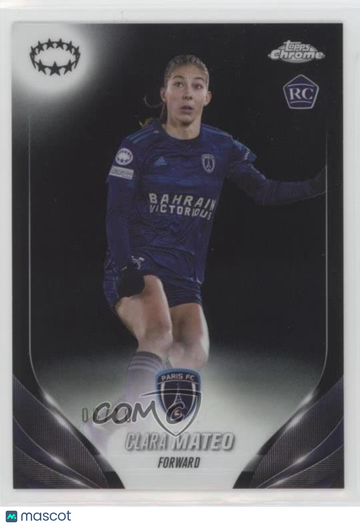 2023-24 Topps Chrome Uefa Women's Champions League Clara Mateo #41 Black Refractor 06/10 Parallel/Variety Rookie Base Se