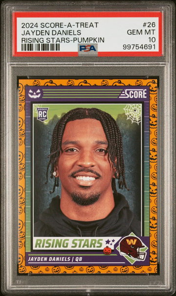 2024 Panini Score-A-Treat Rising Stars Pumpkin Jayden Daniels #26 RC PSA 10
