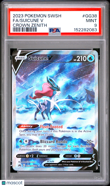 Crown Zenith: Galarian Gallery Suicune V Holo Ultra Rare PSA 9 #GG38/GG70
