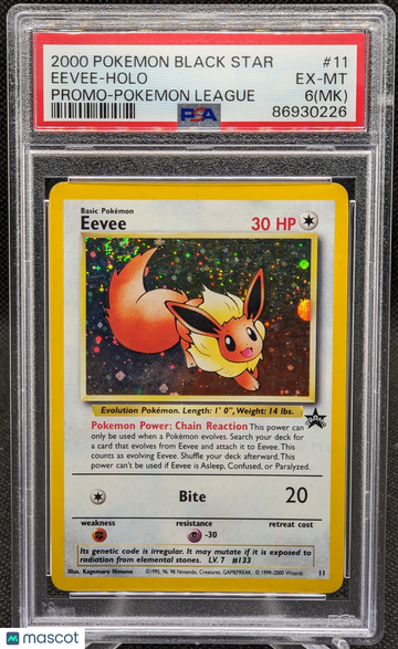 2000 Pokemon Promo Black Star Pokemon League Eevee Holo #11 PSA 6