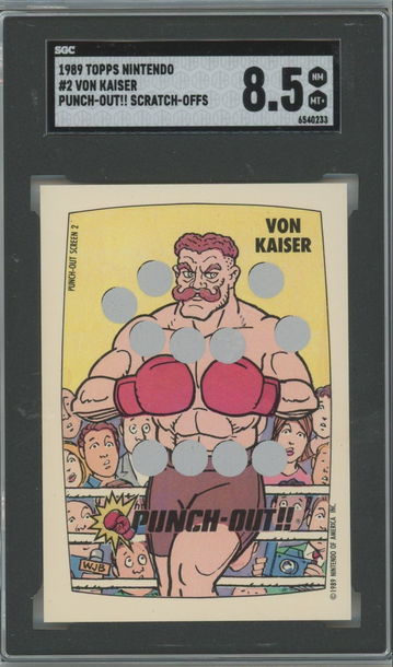 1989 Topps Nintendo Von Kaiser Punch Out!! Scratch-Off Game #2 SGC 8.5