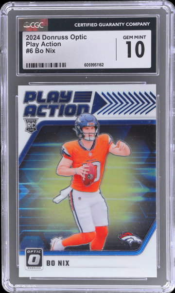2024 Donruss Optic Bo Nix Play Action CGC 10