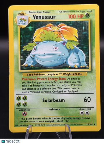 Pokemon 1999 Base Set Venusaur Holo #15/102 - Moderately Played (Very Good)