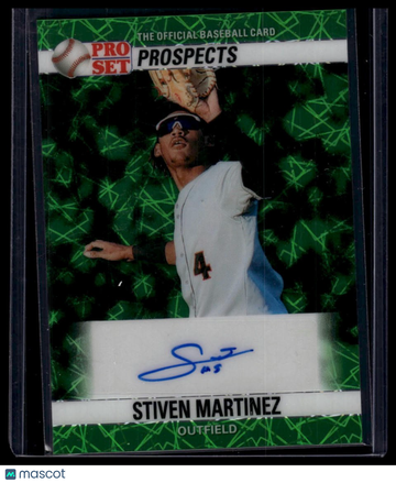 2026 Pro Set Metal - 1990 Pro Set Autographs Lazer Green Stiven Martinez #90A-SM1 AU SN