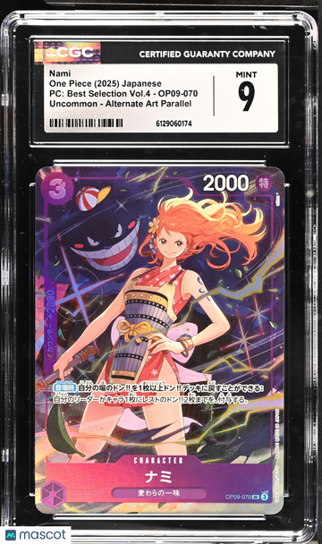 2025 One Piece PC: Best Selection Vol.4 Nami Alternate Art Parallel Japanese CGC 9 #OP09-070