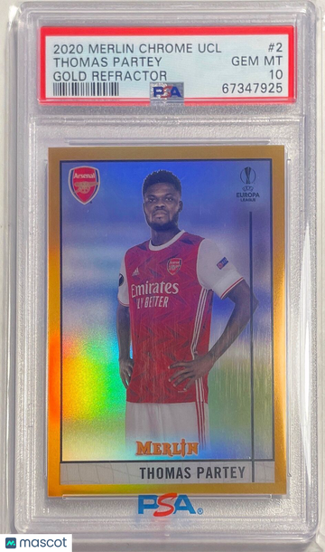 2020 Topps Merlin Chrome UEFA Champions League Thomas Partey #2 Gold Refractor PSA 10
