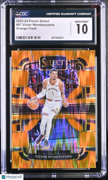 2023-24 Panini Select Basketball Victor Wembanyama #87 Orange Flash RC Rookie CGC 10