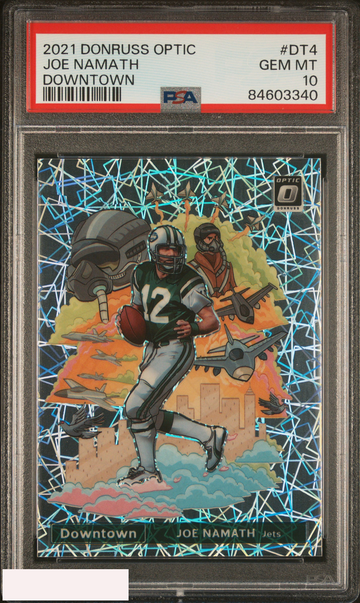 2021 PANINI DONRUSS OPTIC DOWNTOWN JOE NAMATH #DT4 JETS HOF PSA 10 GEM MT