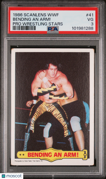 1986 Scanlens WWF Pro Wrestling Stars Bending An Arm! #41 PSA 3
