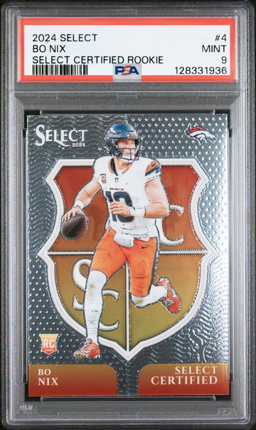 2024 Panini Select Select Certified Rookies Bo Nix #4 PSA 9