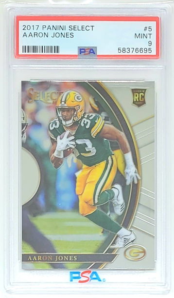 2017 SELECT AARON JONES SP RC #5 PSA 9 MINT PACKERS ROOKIE CARD POP 22