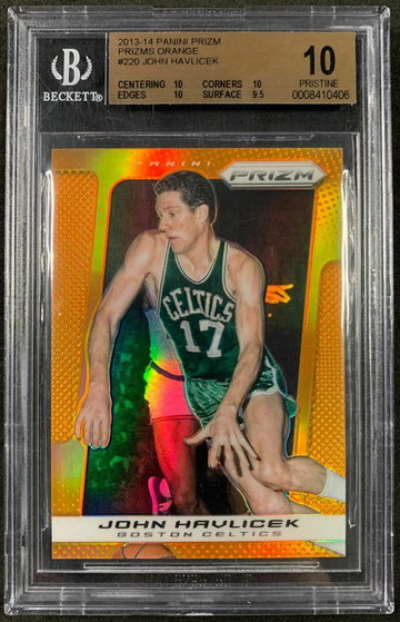 BGS 10 POP 1 John Havlicek 2013-14 Panini Prizm Prizms Orange #220 55/60 - DHL Express Air 5-6 Days with Tracking