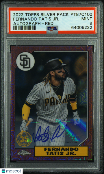 2022 Topps Silver Pack 1987 Chrome Promo Fernando Tatis JR. #T87C100 Autograph Red Refractor PSA 9