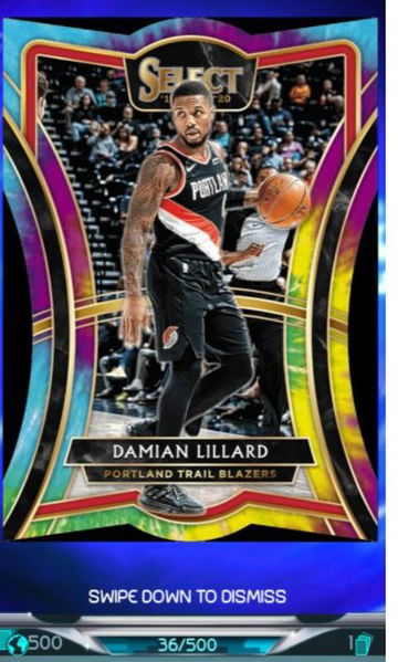 Panini Dunk 2019 Select Tie Dye Damian Lillard /500