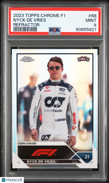 2023 Topps Chrome Formula 1 Nyck De Vries #68 Refractor PSA 9