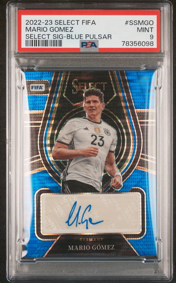 2022 PANINI SELECT FIFA SIGNATURES BLUE PULSAR MARIO GOMEZ #SSMGO PSA 9