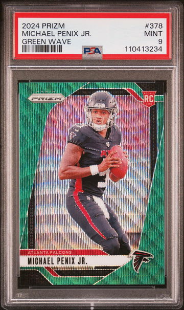 2024 Panini Prizm Green Wave Michael Penix Jr #378 RC PSA 9