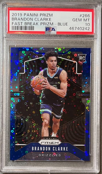2019-20 Prizm Brandon Clarke /175 Blue Fast Break PSA 10