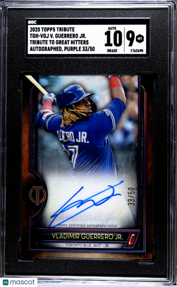 2020 Topps Tribute Vladimir Guerrero JR. #TGH-VGJ Great Hitters Autograph Purple SGC 9 Auto 10