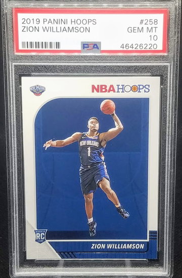 Zion Williamson 2019 Panini NBA Hoops RC Rookie # 258 Graded PSA Gem Mint 10