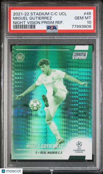 2021-22 Topps Stadium Club Chrome UEFA Champions League Miguel Gutierrez #45 Night Vision Prism Refractor PSA 10