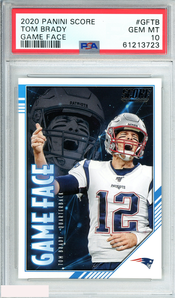 2020 PANINI SCORE TOM BRADY #GFTB GAME FACE NEW ENGLAND PATRIOTS PSA 10 GEM MT