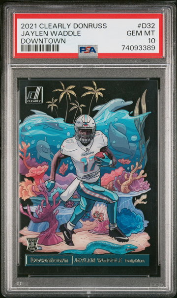 2021 Panini Clearly Donruss Downtown Jaylen Waddle #D32 PSA 10