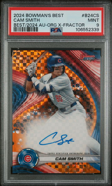 2024 Topps Bowman's Best Orange X-Fractor Cam Smith #B24-CS Auto /25 PSA 9