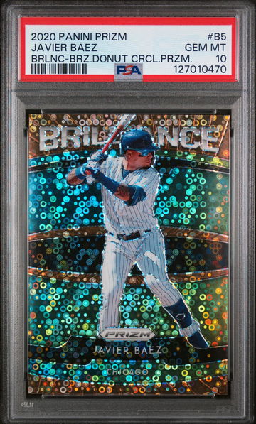 2020 Panini Prizm Brilliance Bronze Donut Circles Prizm Javier Baez #B5 /25 PSA 10