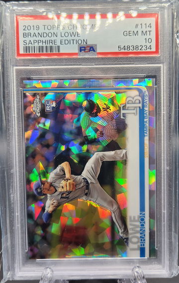Brandon Lowe 2019 Topps Chrome Sapphire RC Rookie PSA 10