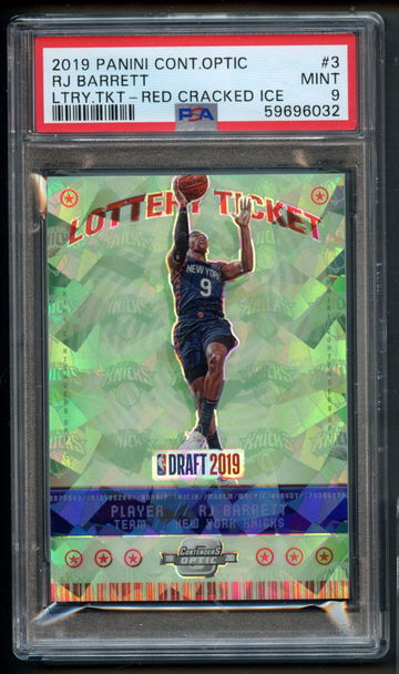 2019 CONTENDERS OPTIC LOTTERY TICKET RJ BARRETT ROOKIE RED CRACKED ICE #3 RC