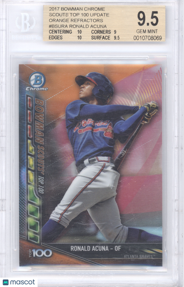 2017 Bowman Chrome Scouts Top 100 Update Ronald Acuna #BSURA Orange /25 BGS 9.5