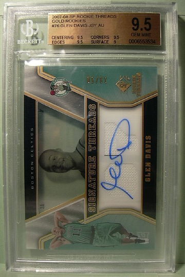 2007-08 SP ROOKIE THREADS GOLD ROOKIES #76 GLEN DAVIS AUTO 10/50 BGS 9.5 GEM MINT