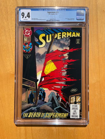 Superman #75 CGC 9.4 White Pages Death of Superman