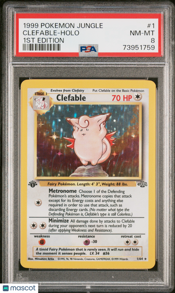 1999 Pokemon Jungle Clefable Holo 1st Edition PSA 8 #1