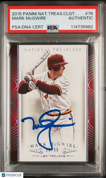 2015 Panini National Treasures Collegiate Mark Mcgwire #76 /99 PSA A Auto A