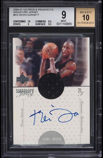 2000 UD Pros & Prospects Kevin Garnett BGS 9 Auto 10