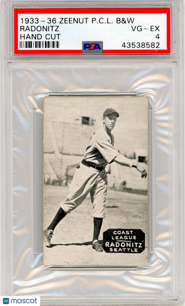 1933-36 Zeenut Pacific Coast League B&W Radonitz Hand Cut PSA 4