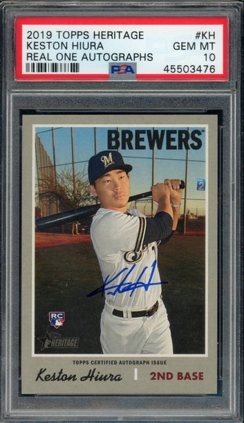 2019 Topps Heritage Keston Hiura Autograph PSA 10