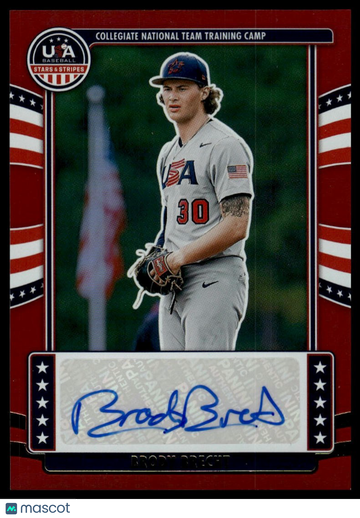 2024 Panini Stars & Stripes USA Baseball Brody Brecht #NTS-BB Collegiate National Team Signatures Red SN AU