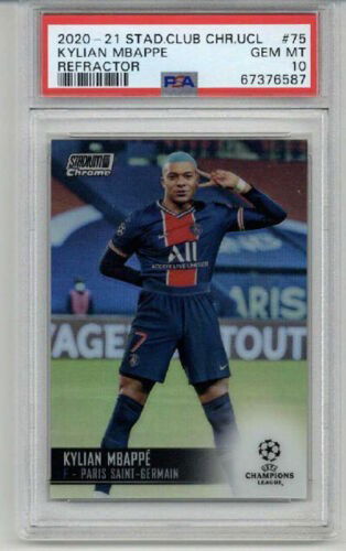 2020-21 TOPPS STADIUM CLUB CHROME UCL REFRACTOR #75 KYLIAN MBAPPE PSA 10