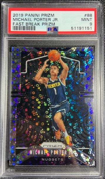 2019-20 Panini Prizm Fast Break Disco #88 Michael Porter Jr. PSA 9 Mint Nuggets