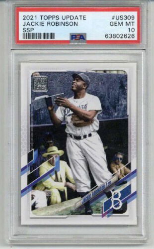 2021 TOPPS UPDATE #US309 JACKIE ROBINSON CARD DODGERS PSA 10 SSP LOW POP